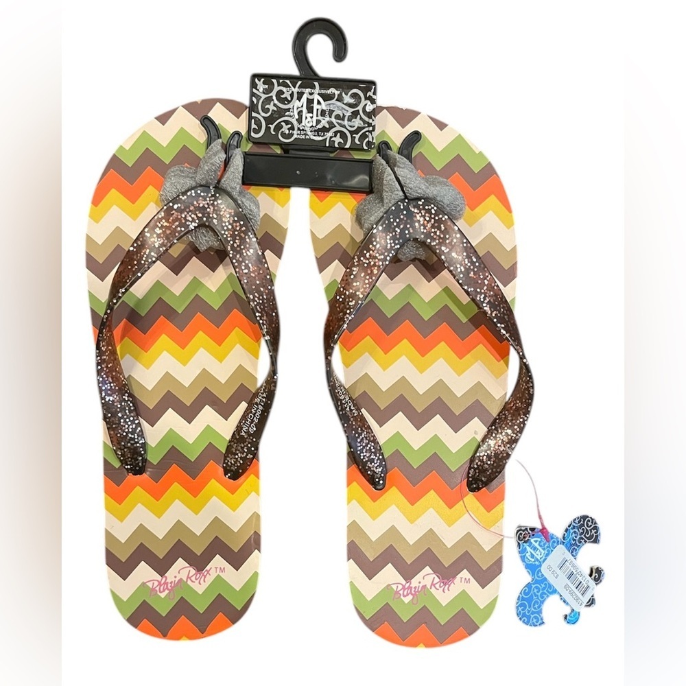 Blazin Roxx Ladies Sparkled Chevron Print Flip Flop Sandals Size 9